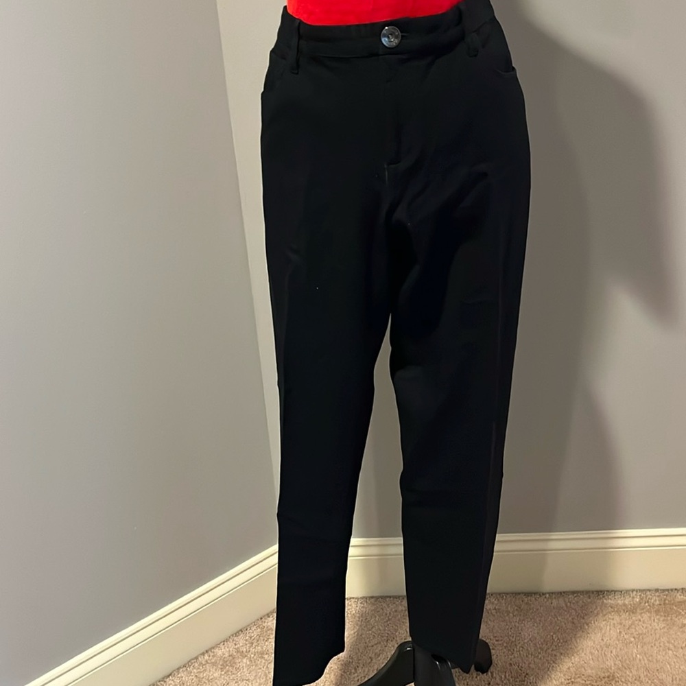 Banana Republic Black Straight Leg Pants with Subtle Texture